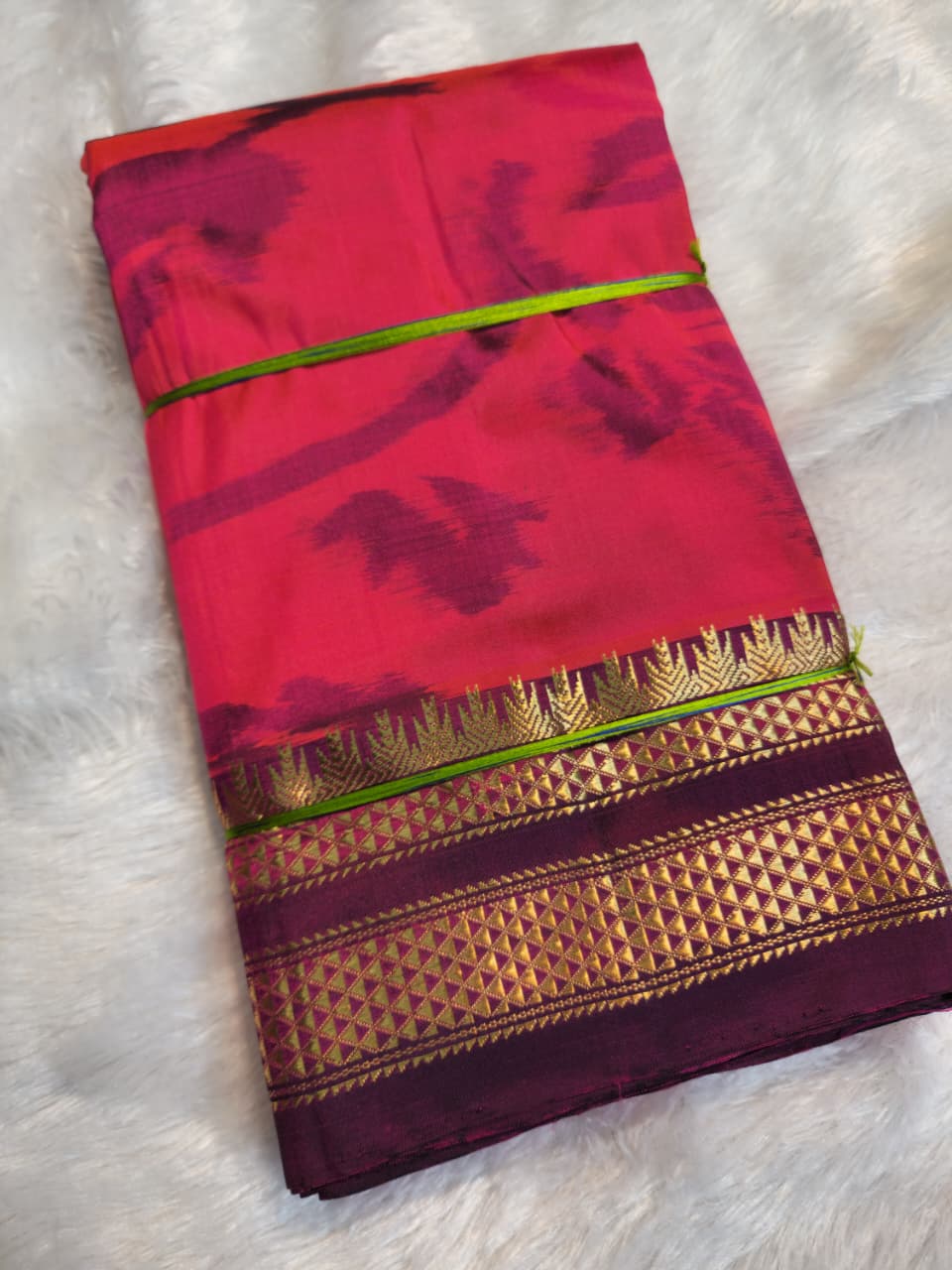 Deep Red Handloom Ilkal Pure Silk Saree - Ikkat Edition