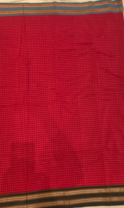 Pink- Blue Green Ilkal handloom Patteda Anchu-Gayatri Border