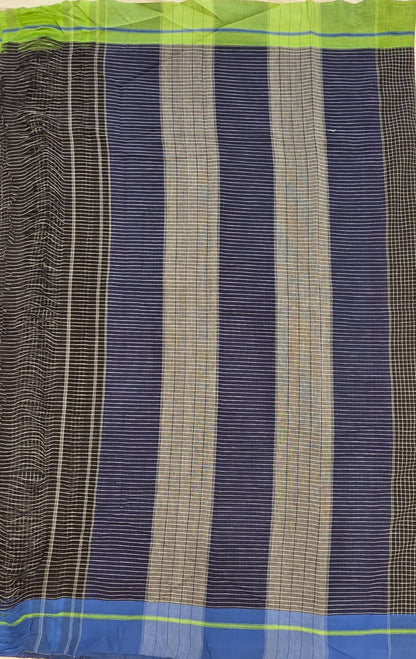 Black-Blue Green Ilkal handloom Patteda Anchu Saree