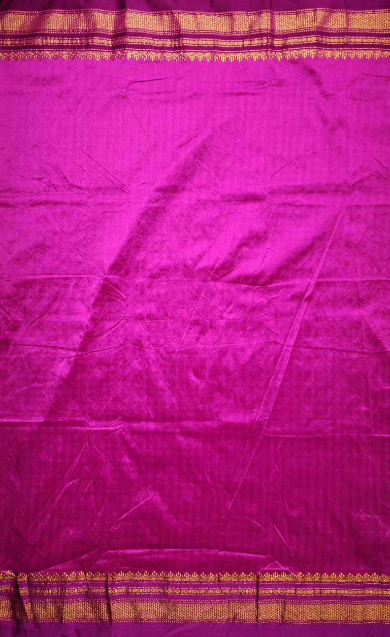 Purple & White mini Checks Ilkal Saree with Traditional Zari Border