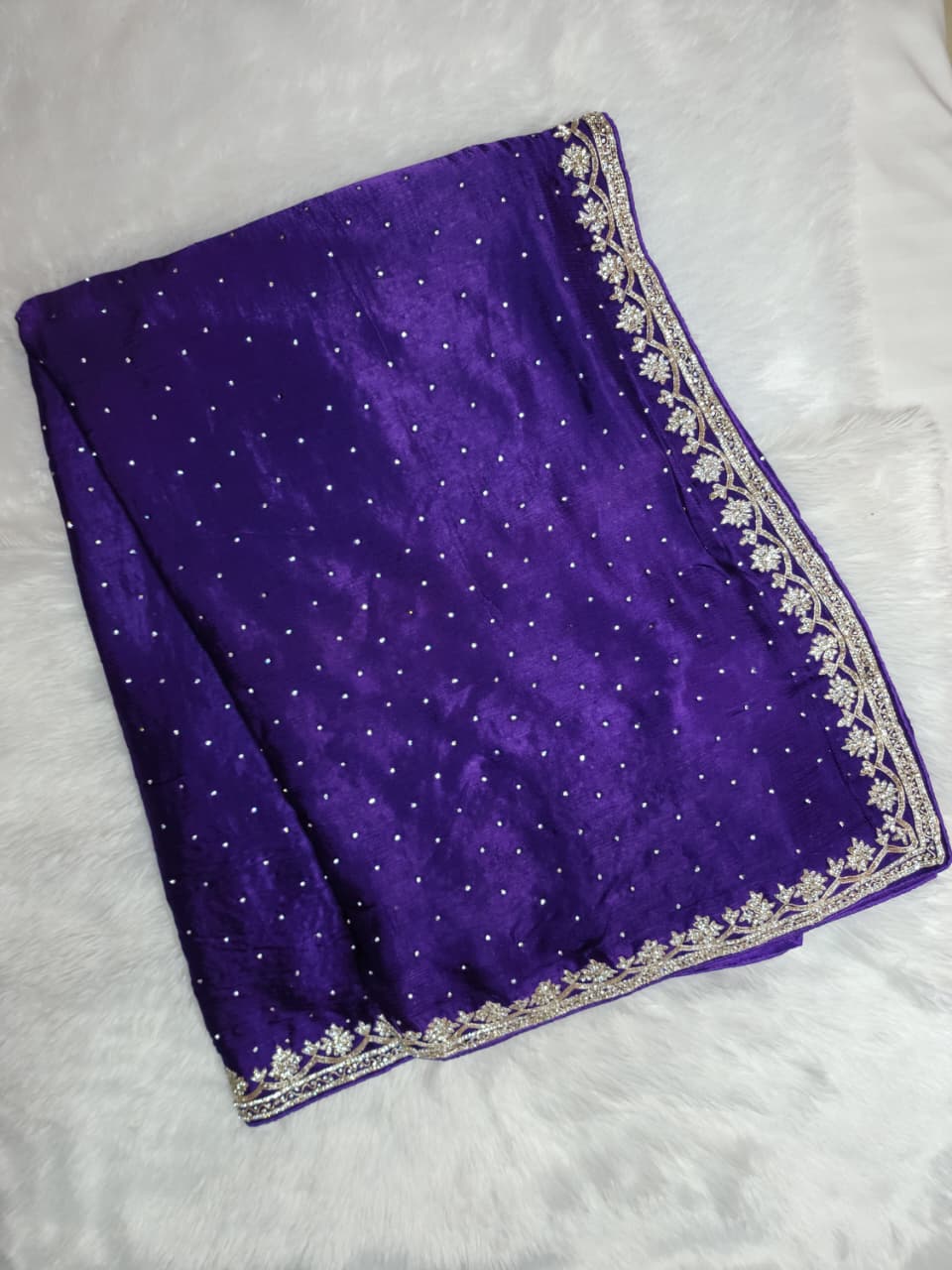 Purple Party Wear Saree – Elegant Stone Work Edition