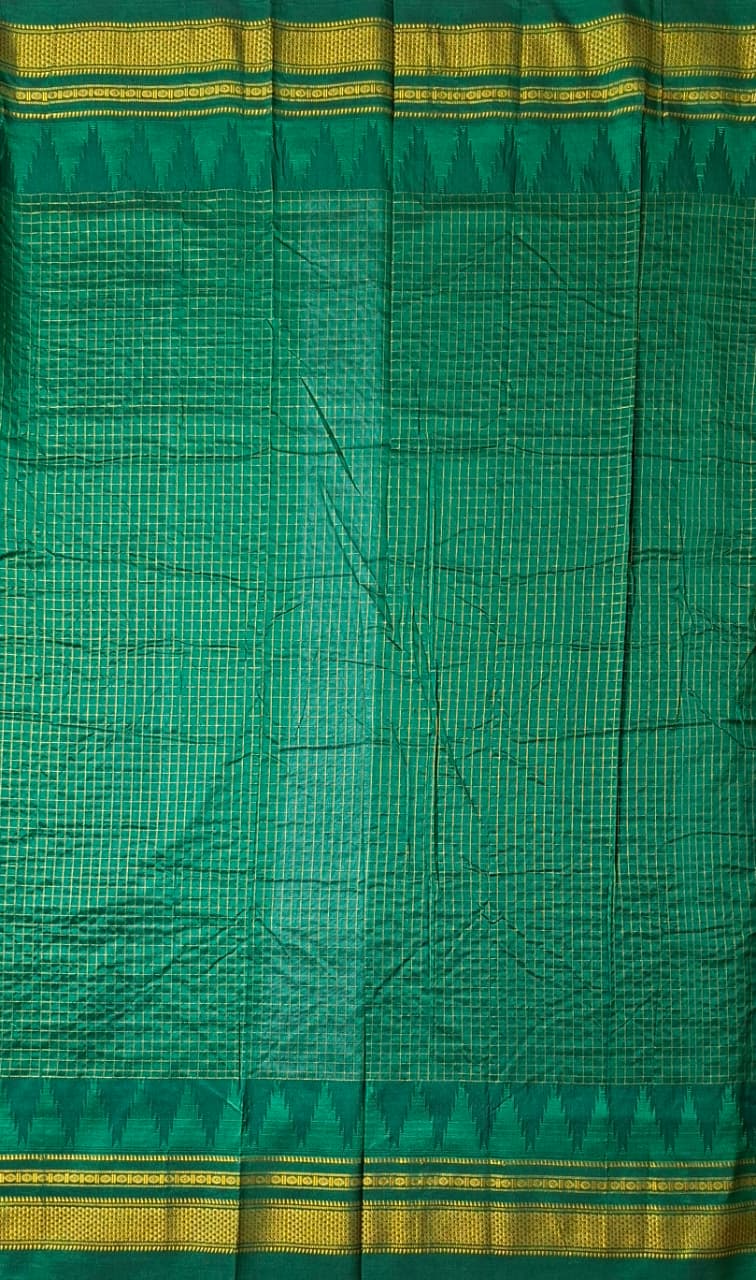 Black & Emerald Green Jari Chadarang Ilkal Saree