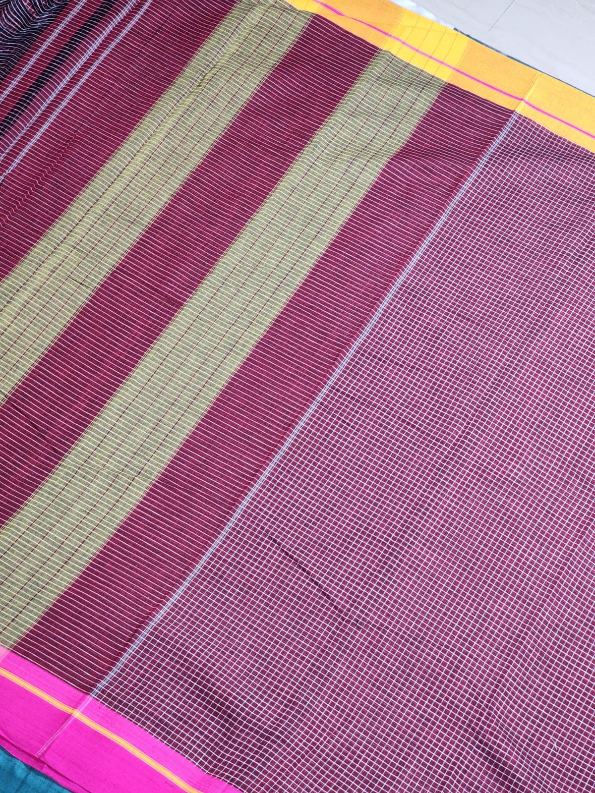 Maroon Checks Patteda Anchu Ilkal Saree