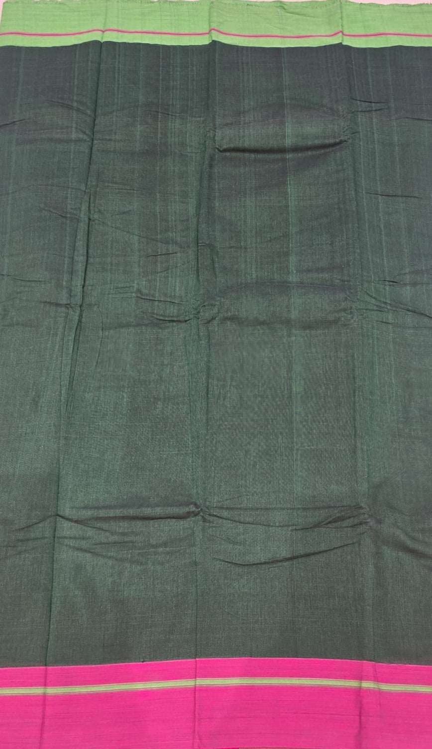 light green - dark green and pink Ilkal handloom Patteda Anchu Saree