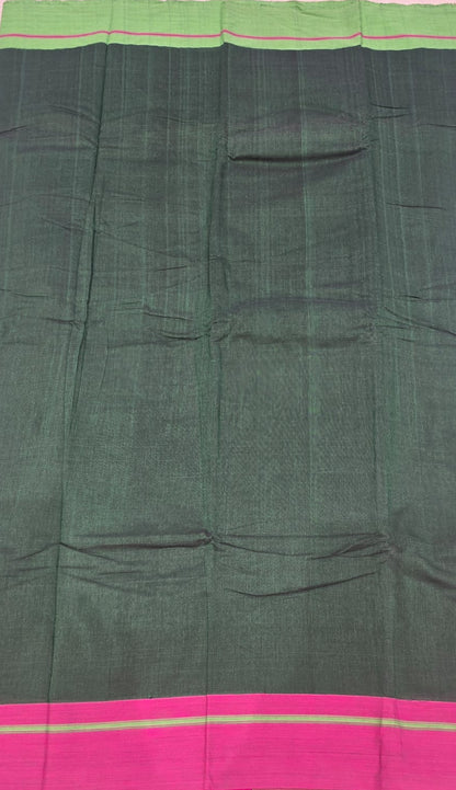 light green - dark green and pink Ilkal handloom Patteda Anchu Saree