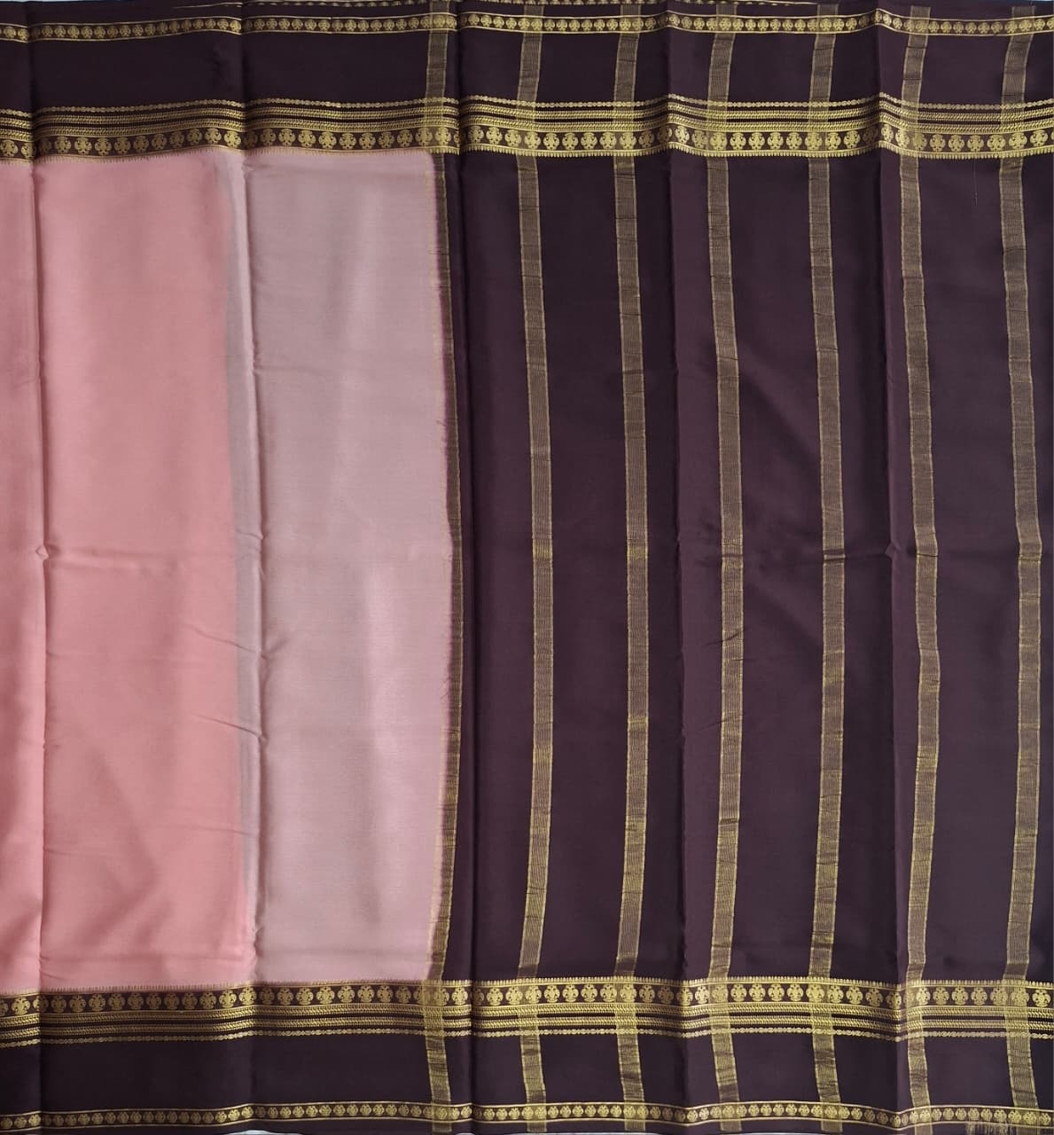 pink brown mysore silk