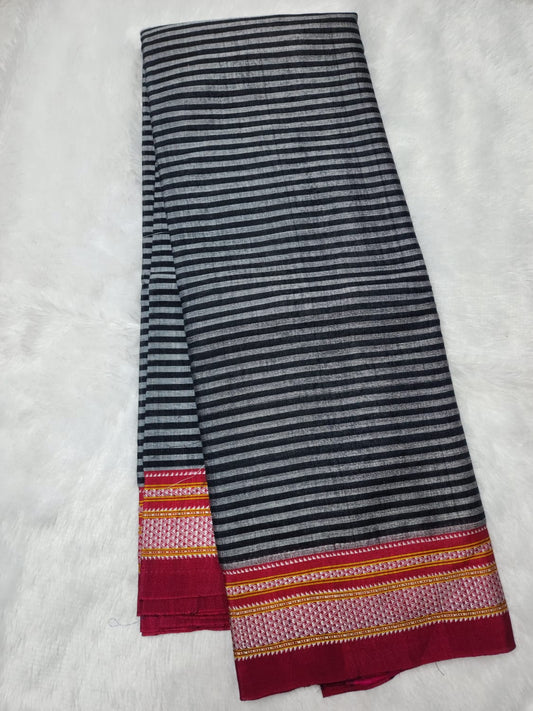 Graphite Black chikki paras border Ilkal Viscose Saree