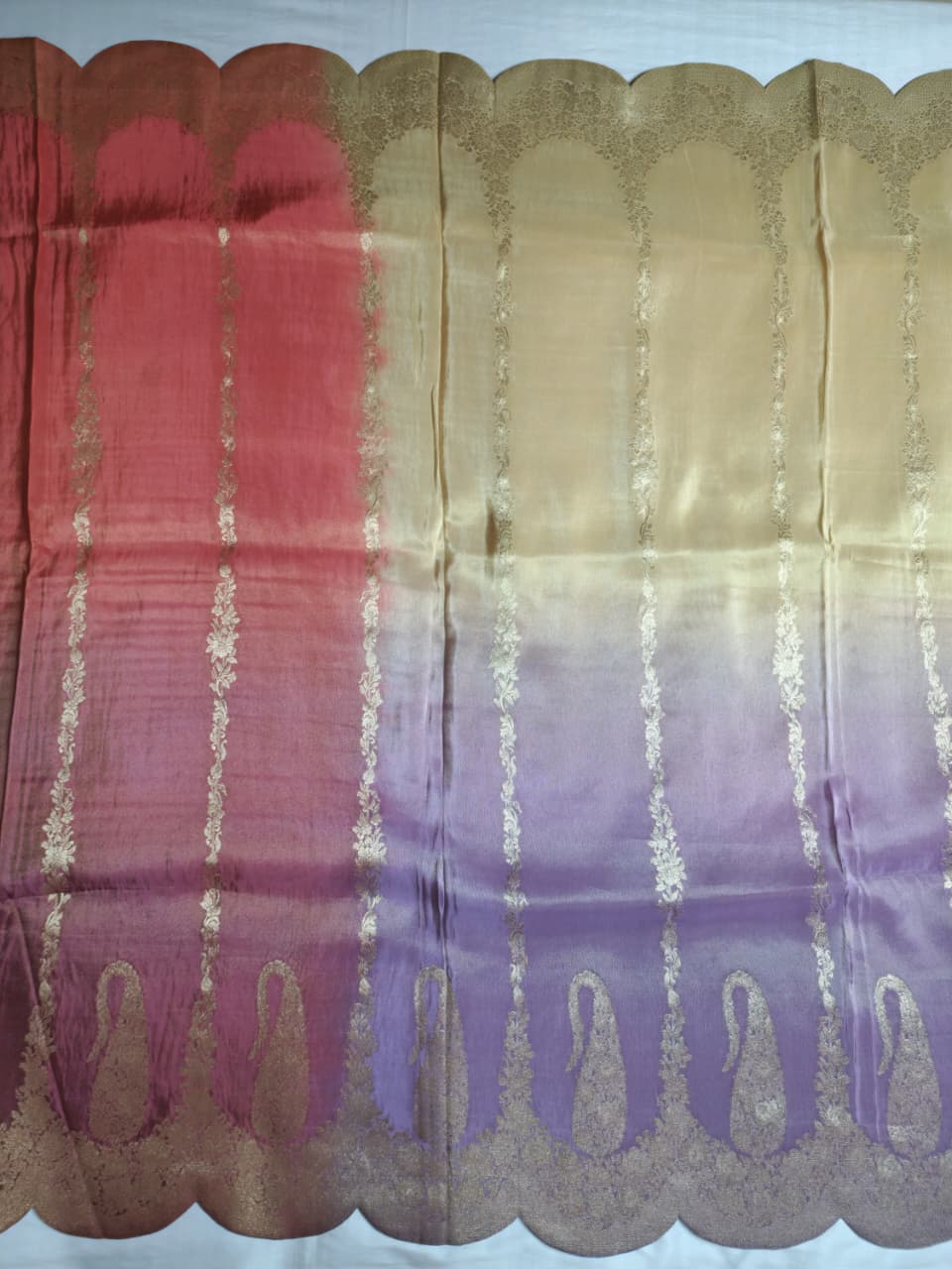 Peach 4-shaded Designer Saree