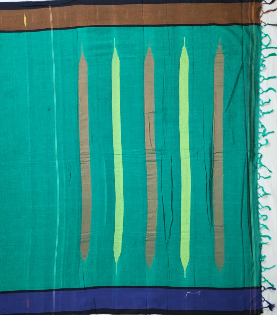Emerald Green Cotton Handloom Saree