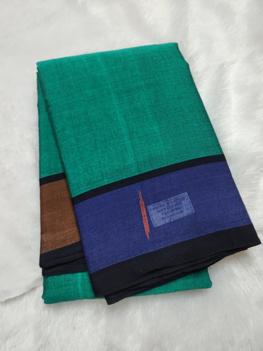 Emerald Green Cotton Handloom Saree