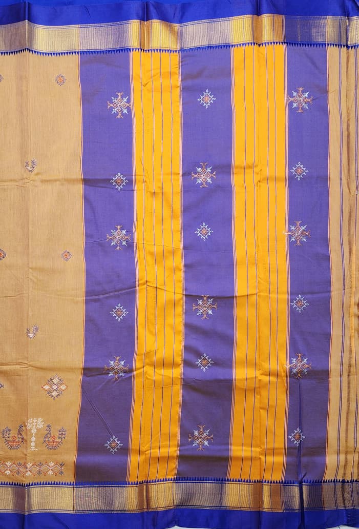 Mustard Yellow Ilkal Kasuti Cotton Saree