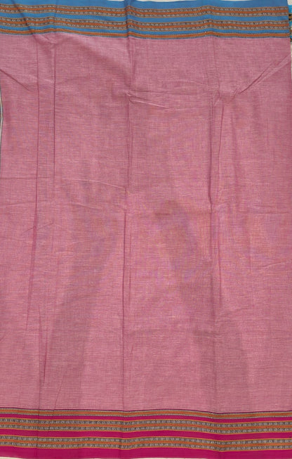 Pink-Blue Pink Ilkal handloom Patteda Anchu-Gayatri Border