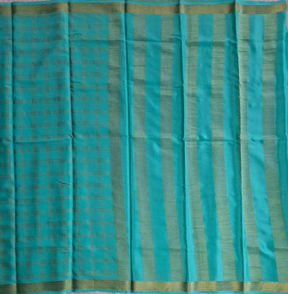 turquoise blue mysore crepe pure silk saree