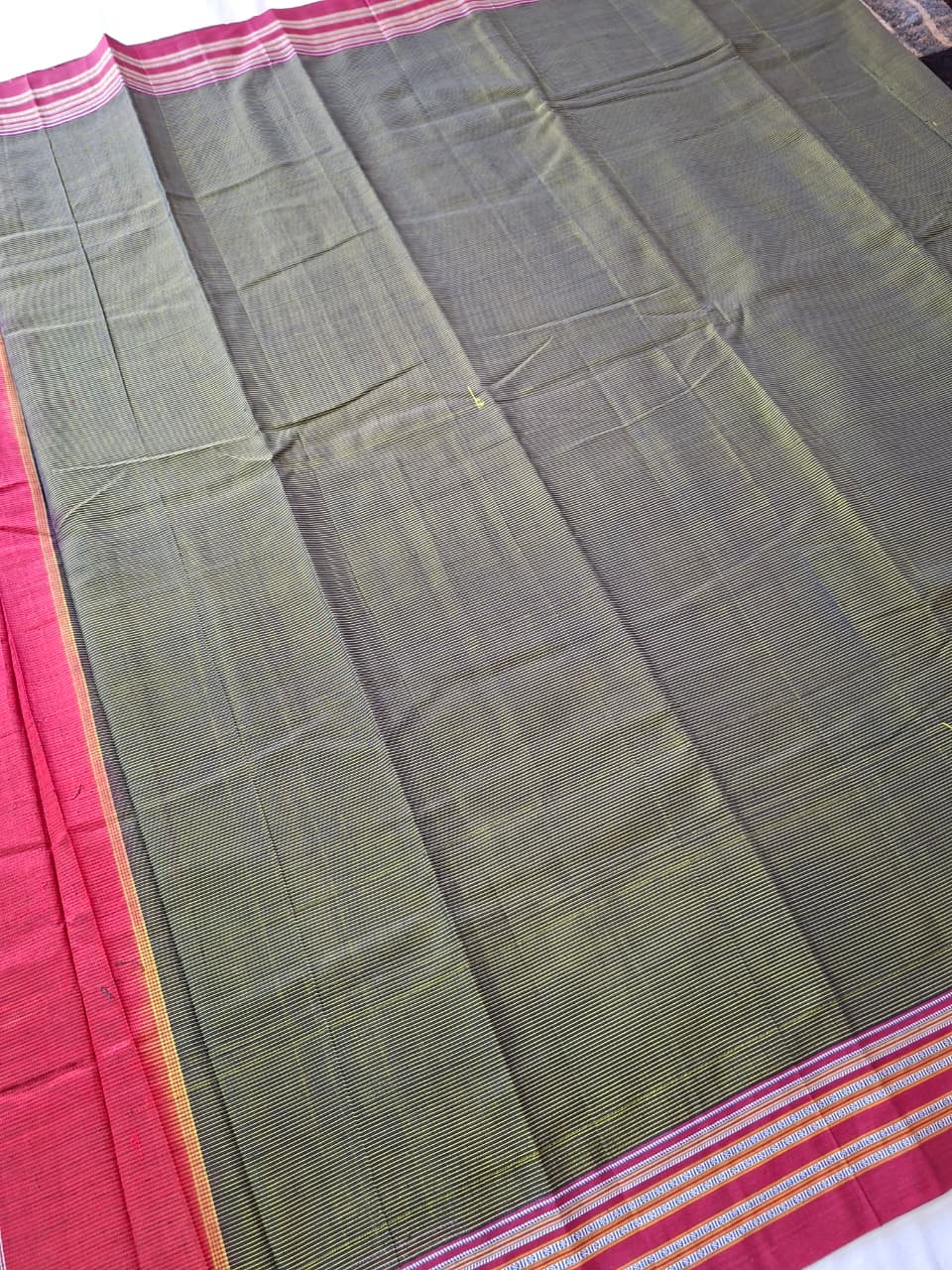 green-Maroon Ilkal Mercerized Cotton (raasta saree)