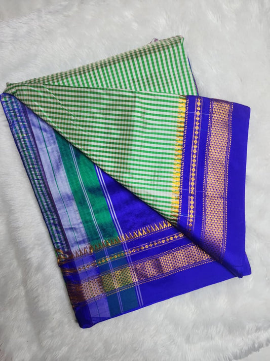 Green-Blue Checks Ilkal Saree