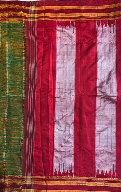 Maroon-mustard Gayathri Border Ilkal Viscose Saree