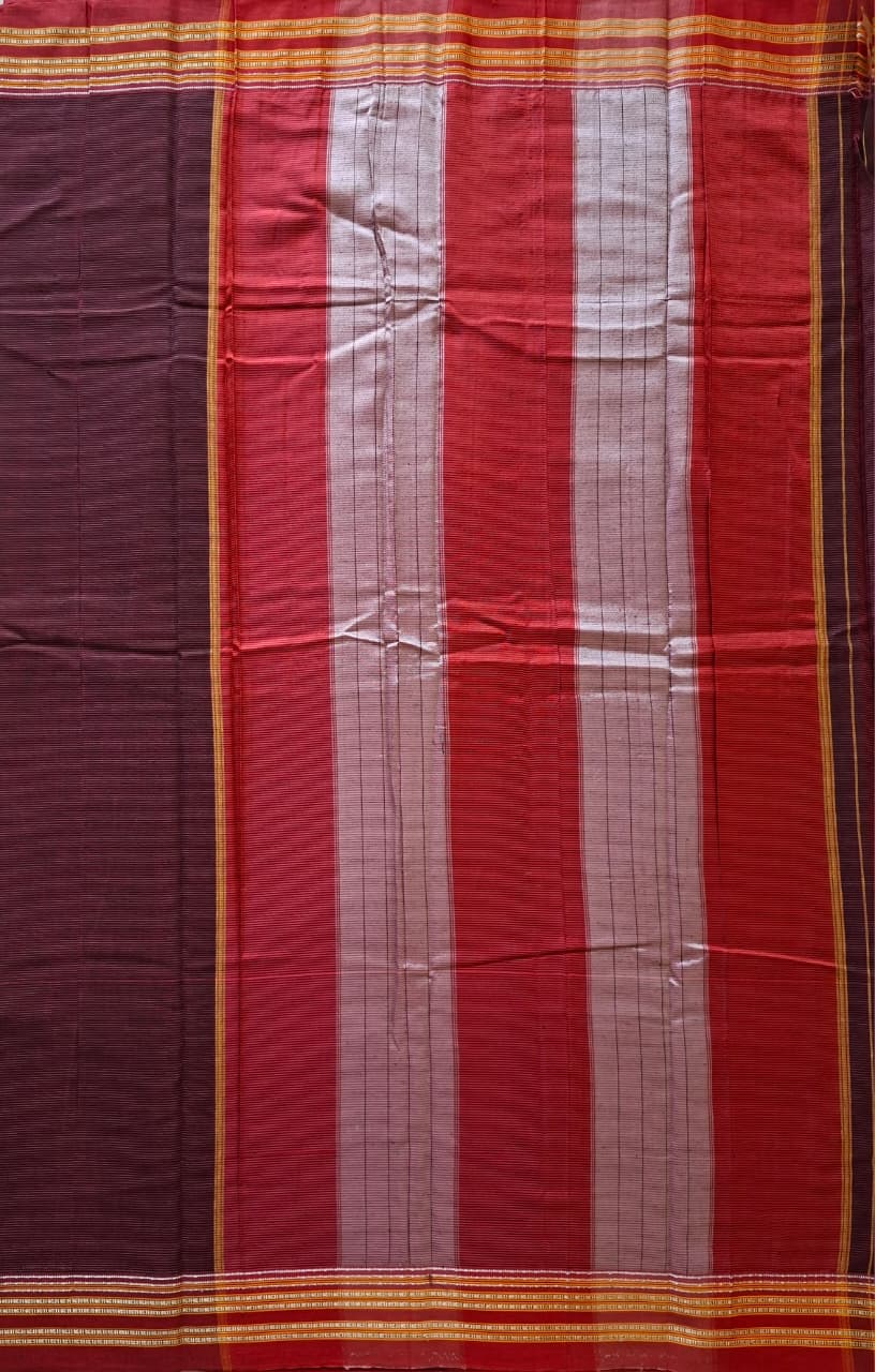 Burgandy-Maroon Ilkal Mercerized Cotton (raasta saree)
