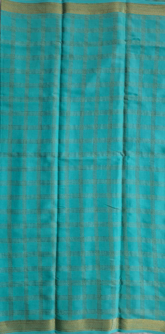 turquoise blue mysore crepe pure silk saree