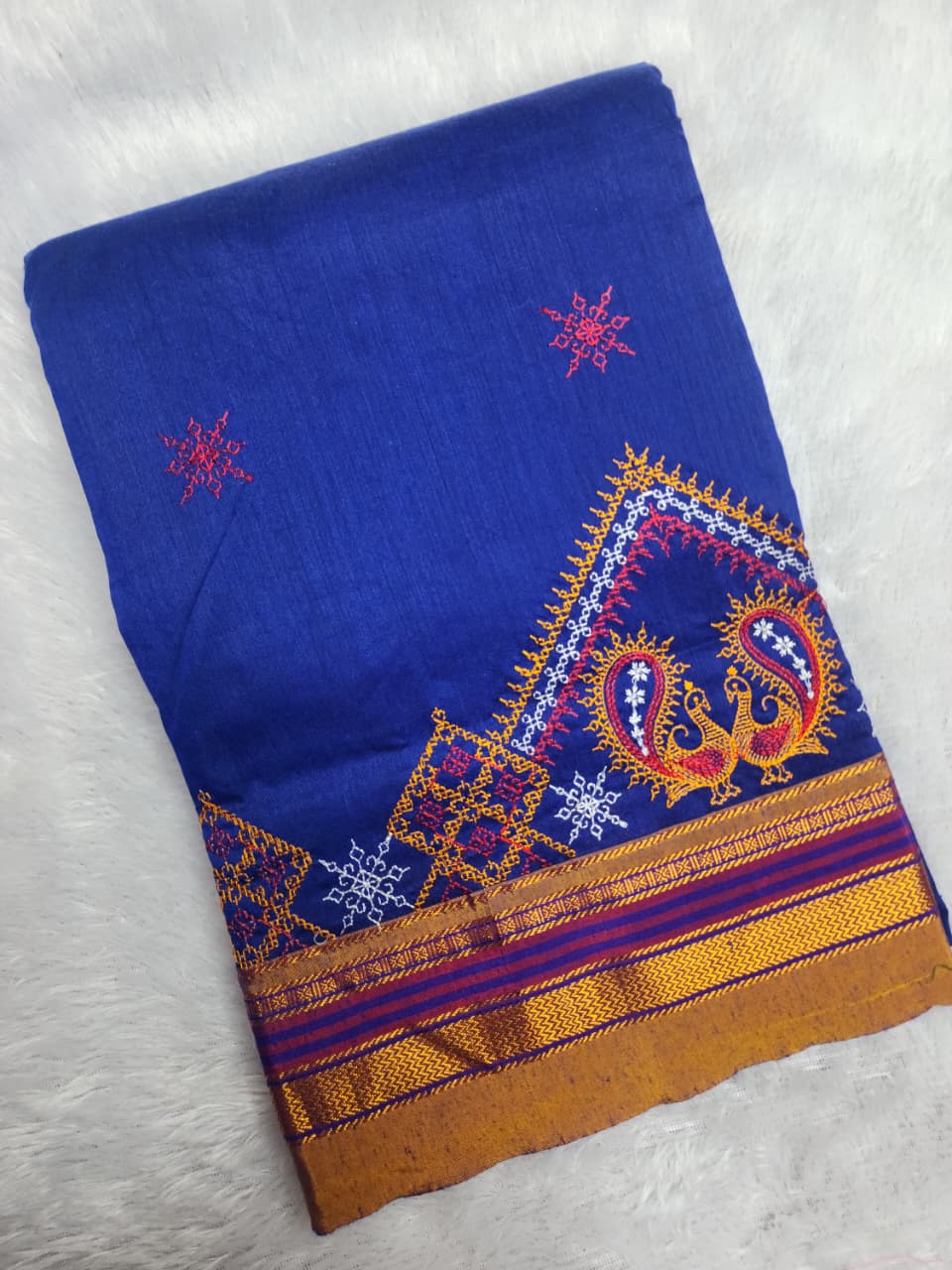 Royal Blue Ilkal Kasuti Saree