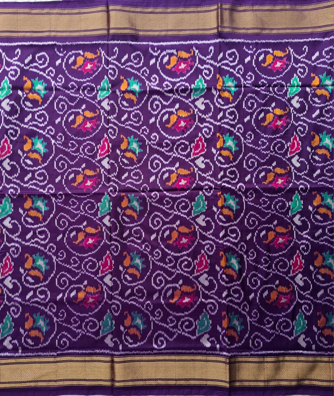 Purple Handloom Pochampally pure silk -Floral design