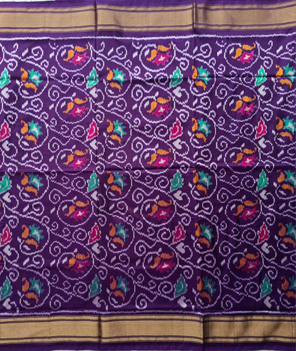 Purple Handloom Pochampally pure silk -Floral design