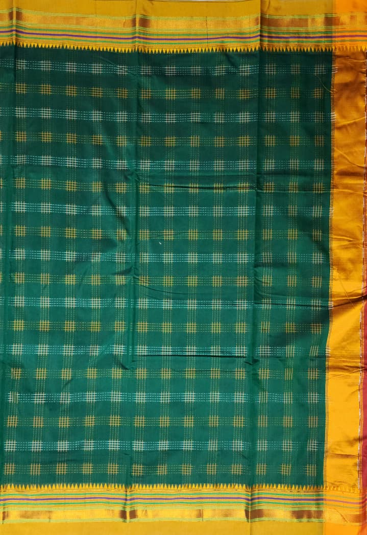 Bottle Green Half Silk Ilkal Saree