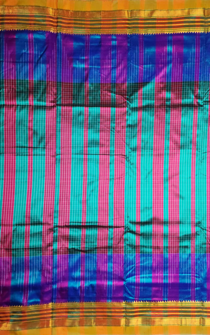 Purple Blue Exclusive 3D Ilkal saree