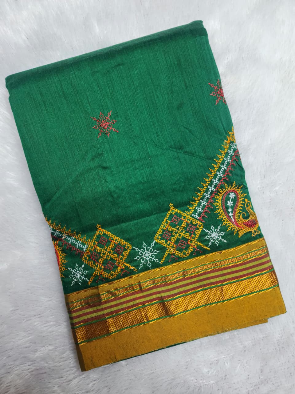 Emerald Green Ilkal Kasuti Saree