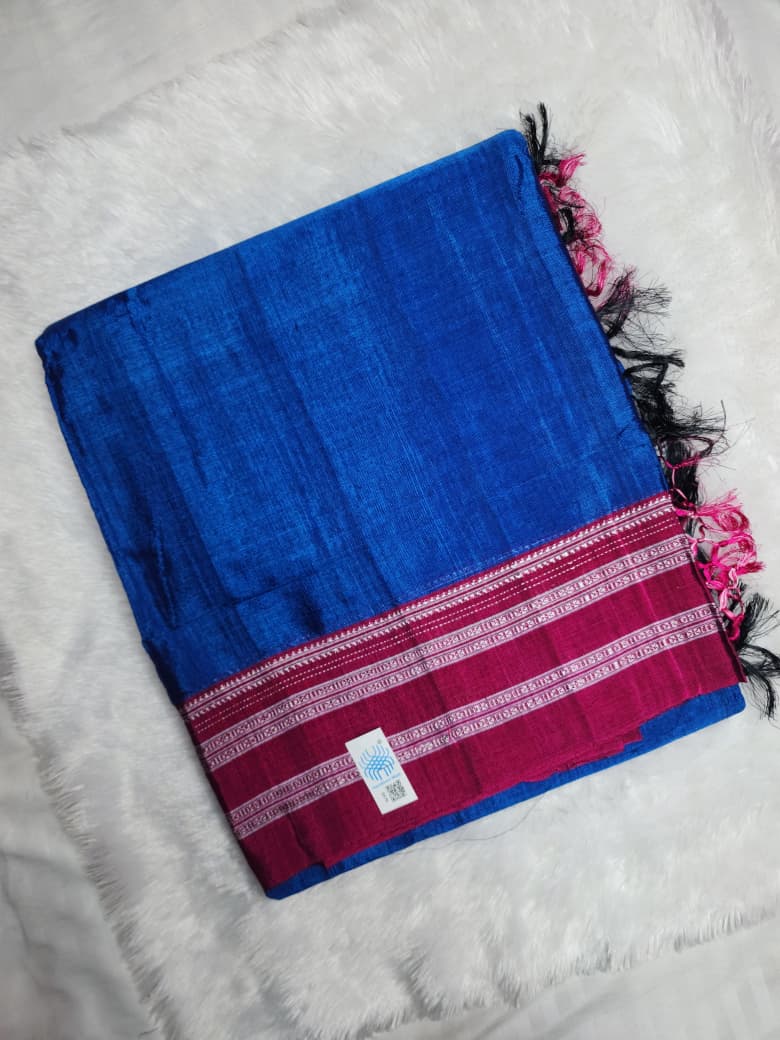 Royal Blue Maroon Gayathri Border Ilkal Viscose Saree