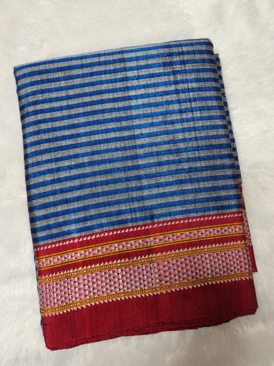 Royal Blue chikki paras border Ilkal Viscose Saree