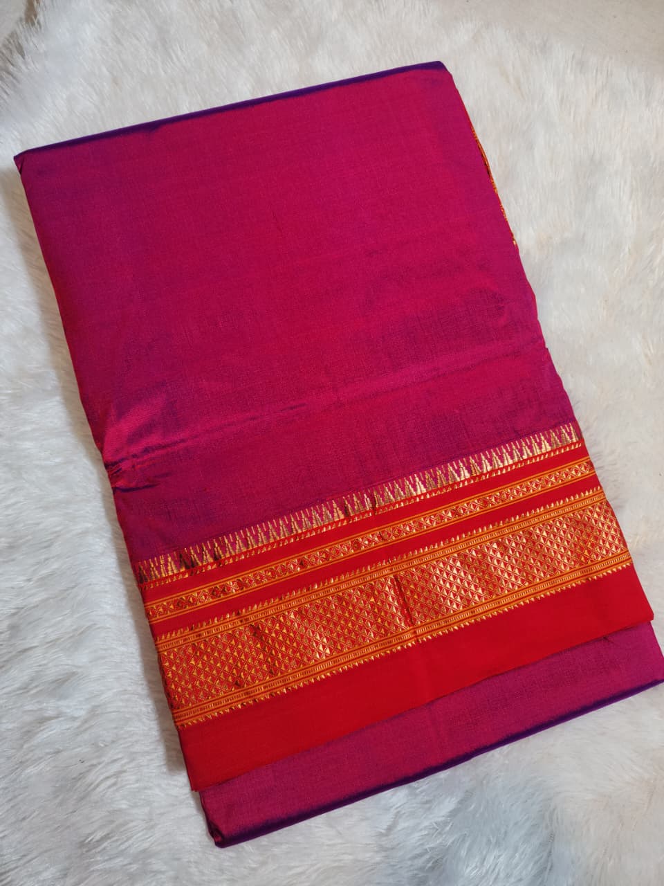 Rani Pink Plain Ilkal Silk with Paras Border
