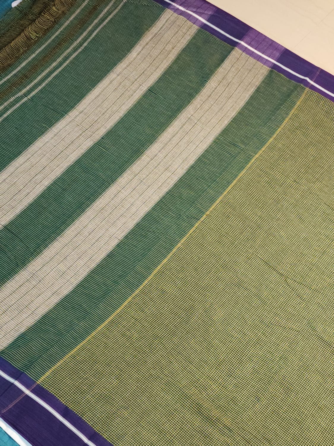Black & Yellow Checked Patteda Anchu Ilkal Saree