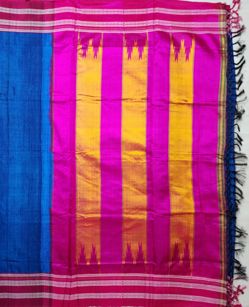 Royal Blue Maroon Gayathri Border Ilkal Viscose Saree