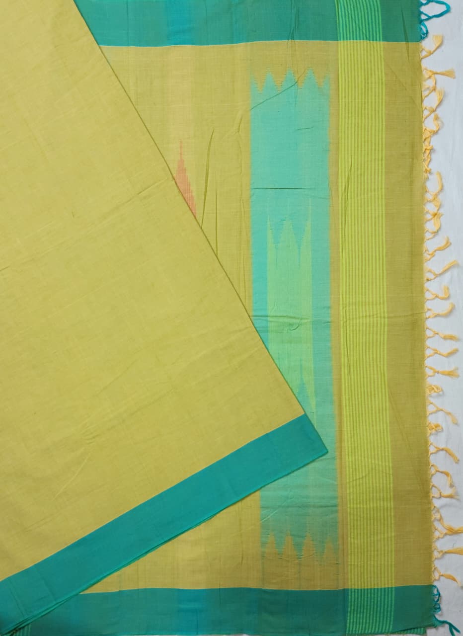 Mustard Yellow Cotton Handloom Saree