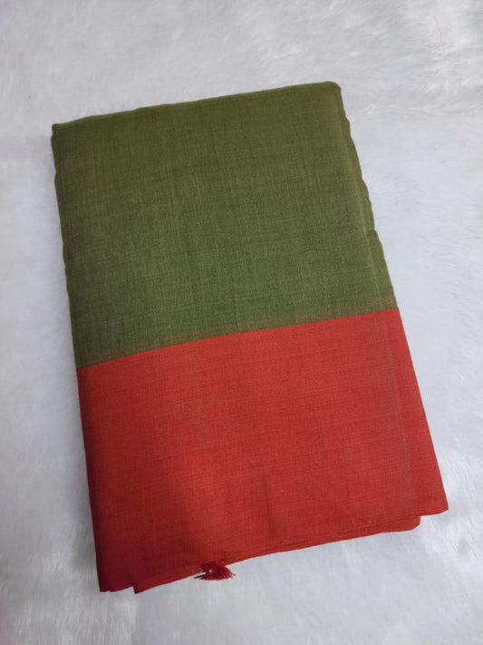 Olive Green Cotton Handloom Saree