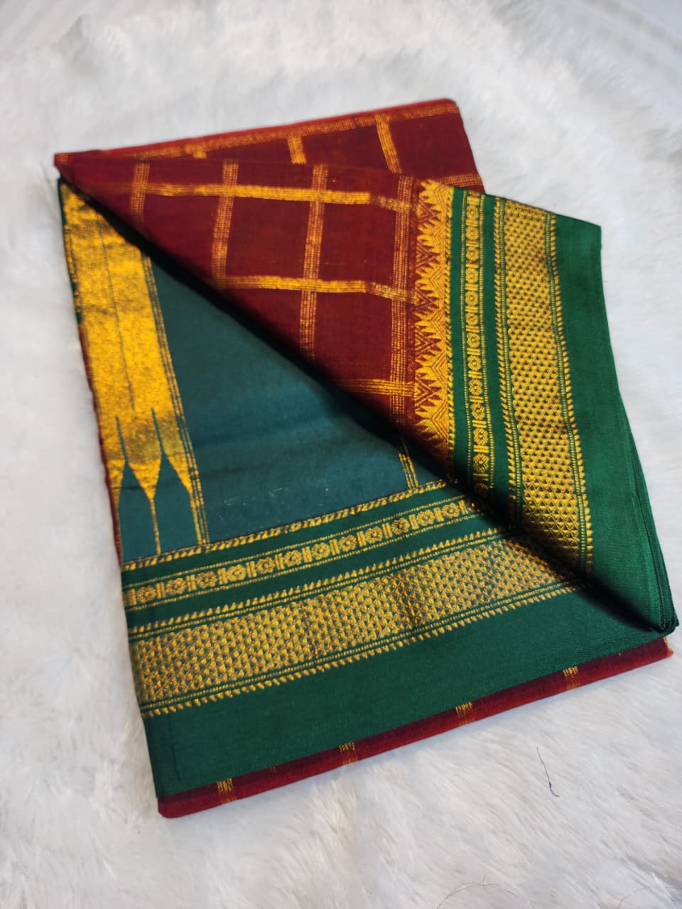 Wine Maroon  Big Jari Checks Ilkal Saree