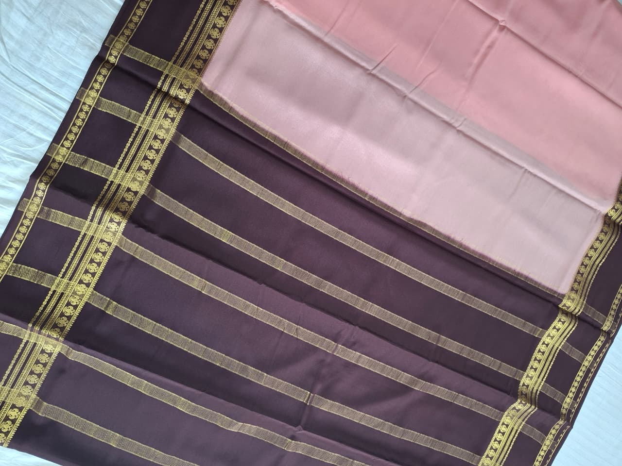 pink brown mysore silk