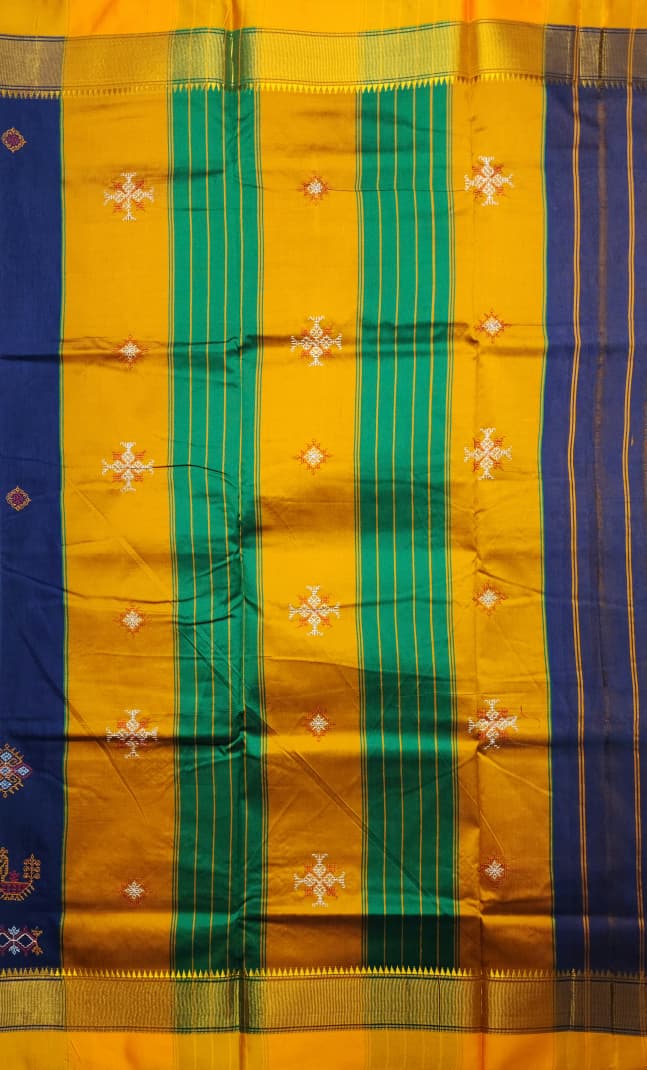 Royal Blue Ilkal Kasuti Cotton Saree
