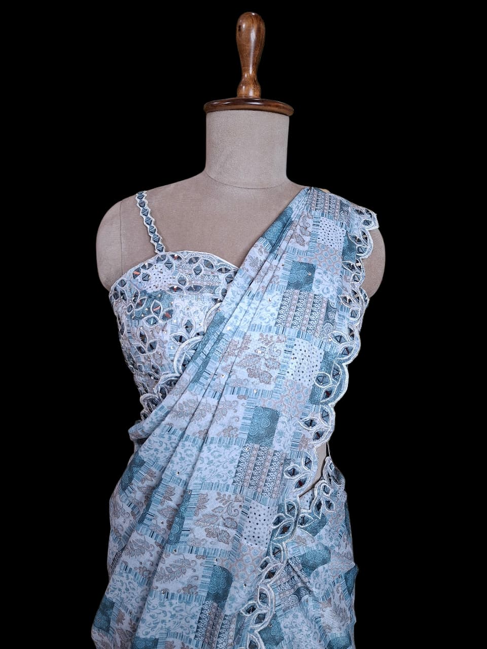 Mirror Charm – Patchwork  Saree with Designer Blouse