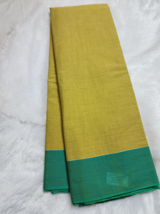 Mustard Yellow Cotton Handloom Saree