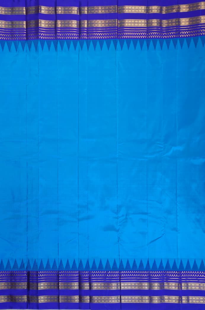 Teal Blue Ilkal Gadwal Pure Silk Saree - Gayathri Edition