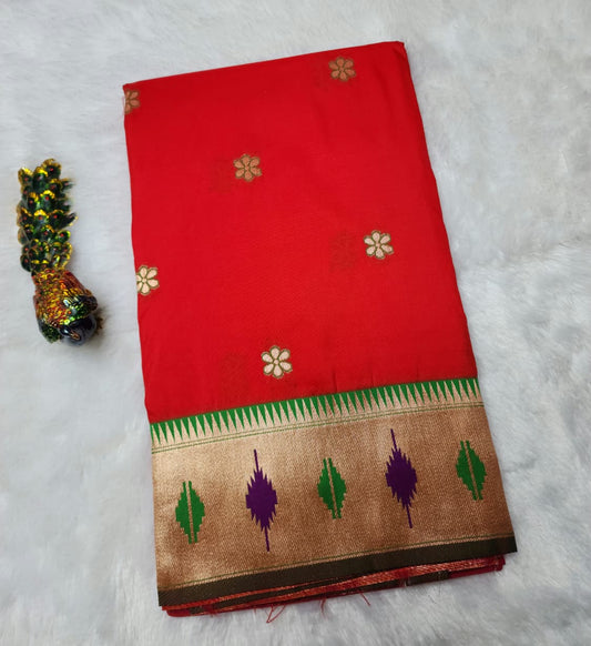 Radiant Red Soft Silk Paithani Saree