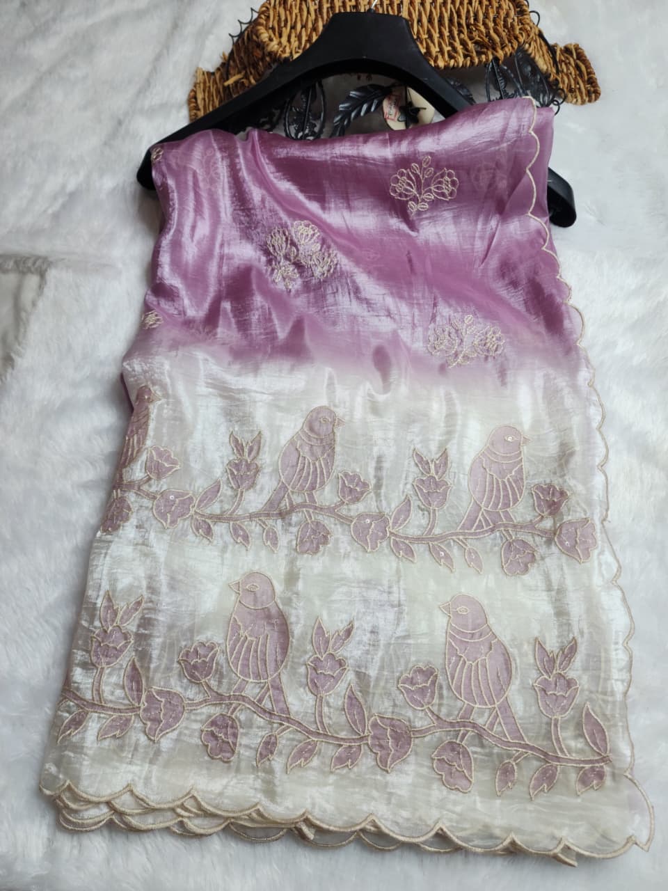 Lavender Fancy Embroidered  Saree