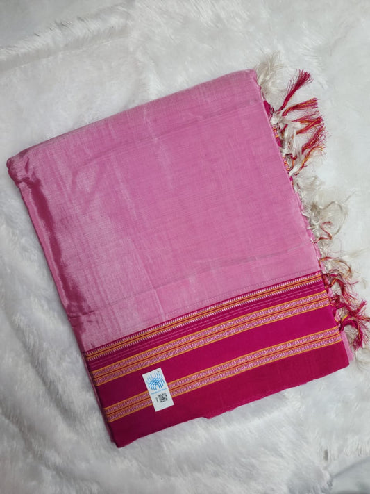 Pink & rani pink gayathri border Ilkal Viscose Saree