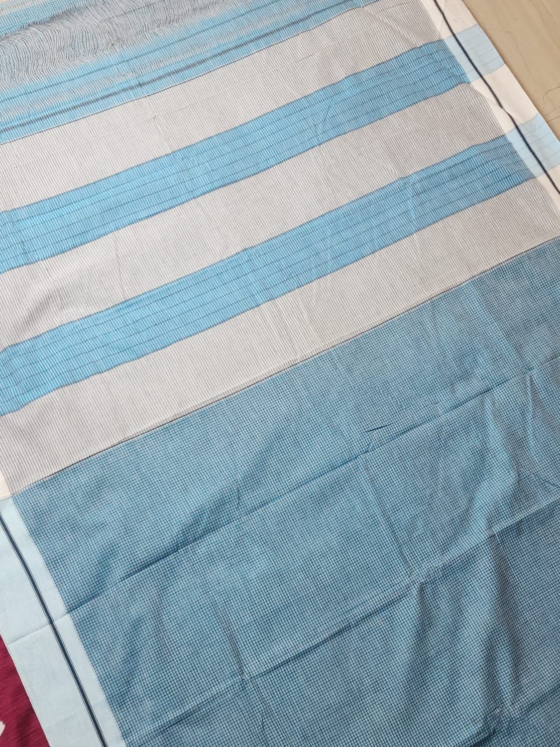 classic navy blue checks Patteda Anchu Ilkal Saree