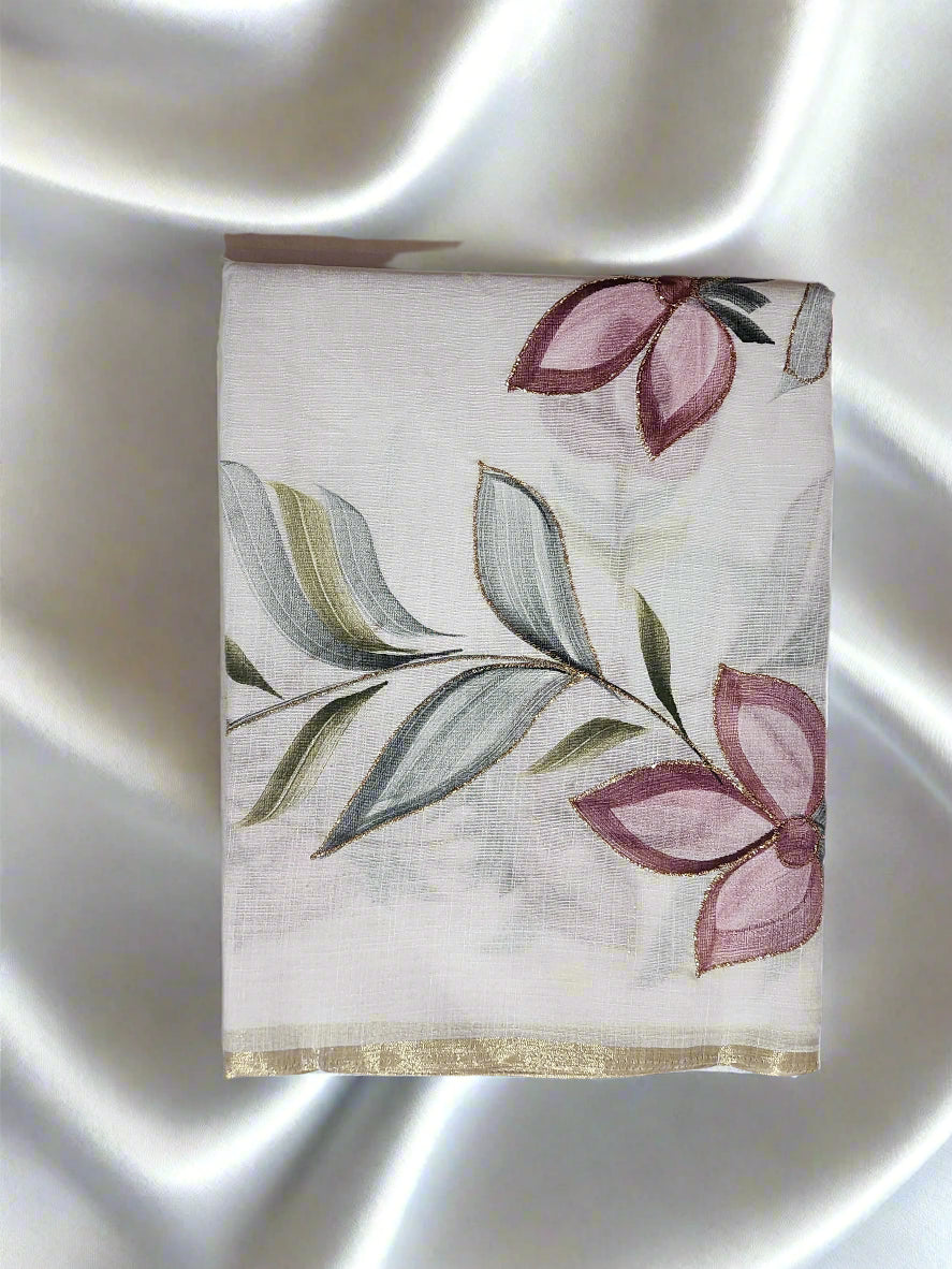 White cotton Aari print 2