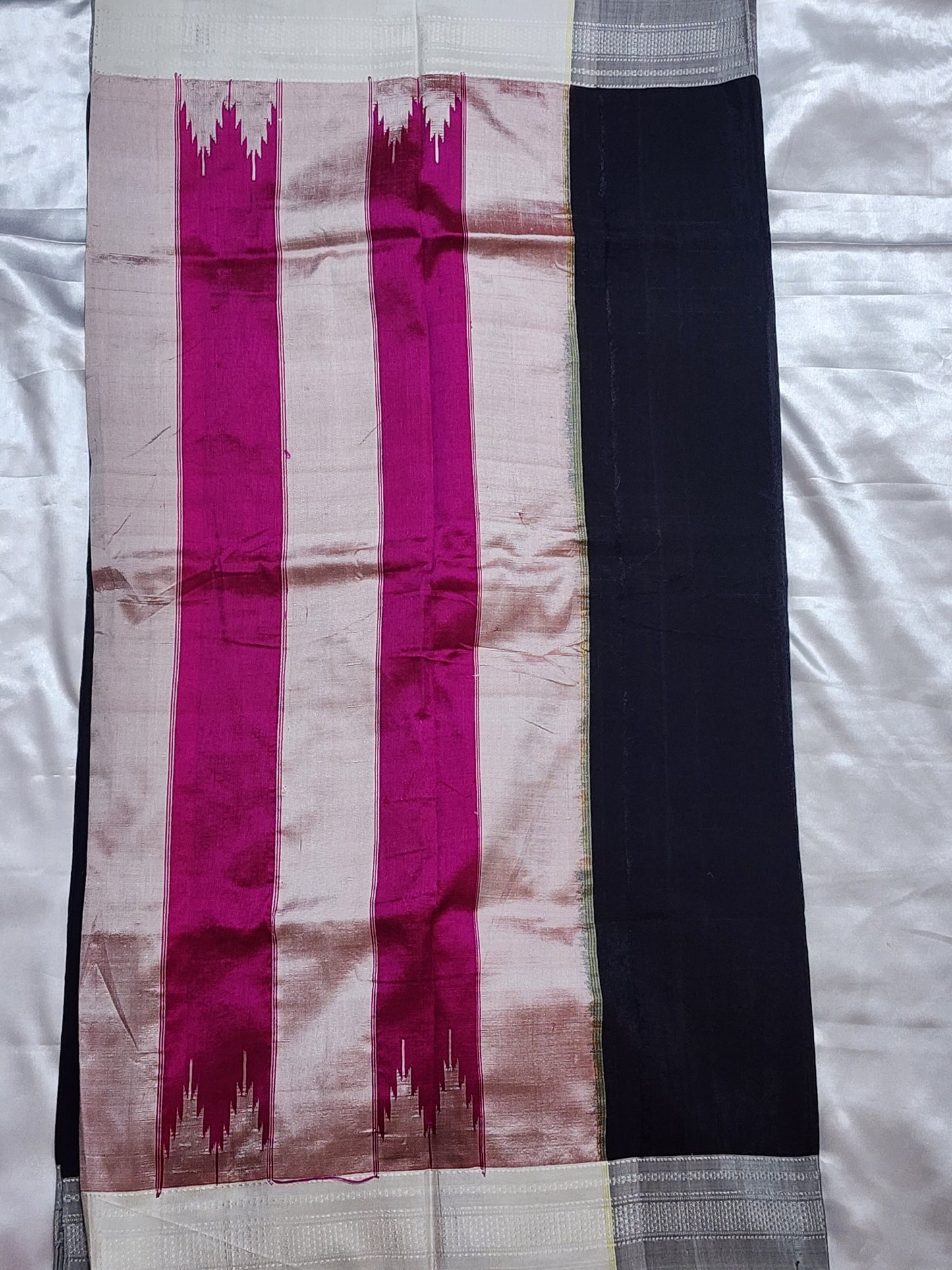 Black Silver Ilkal Viscose Silk Saree