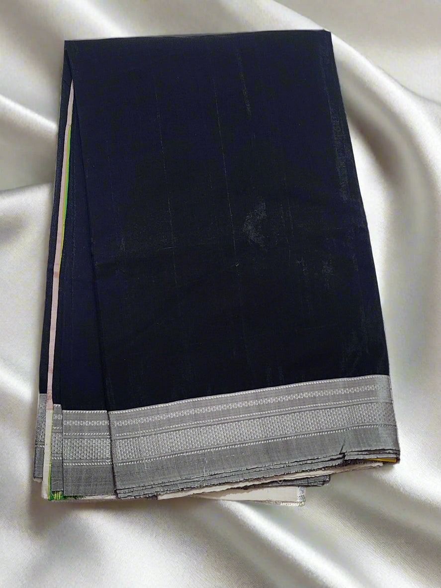 Black Silver Ilkal Viscose Silk Saree