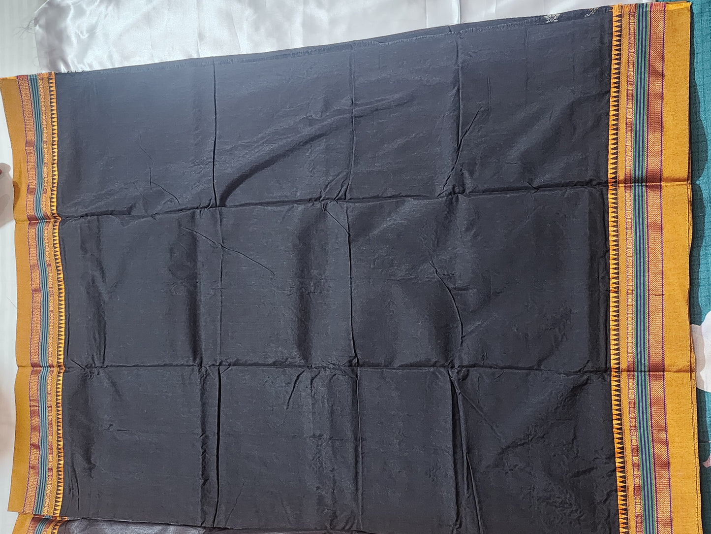 Black Yellow Ilkal Kasuti Embroidered Silk Saree