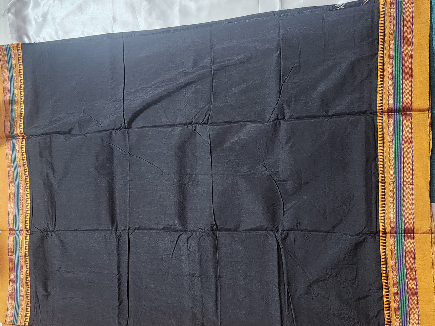 Black Yellow Ilkal Kasuti Embroidered Silk Saree